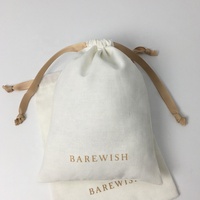 Pochette réutilisable en coton et lin blanc, sac anti-poussière doux pour vêtements, sac en tissu à cordon, sacs artisanaux en coton et lin avec logo personnalisé et sérigraphie