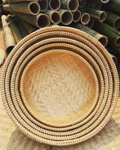 Cesta Redonda Plana de Bambú Tallada Artesanalmente, Ecológica, de Vietnam, Disponible en Varios Tamaños, Venta al Por Mayor - Product Image 5