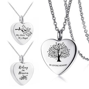หัวใจมอเตอร์ไซค์สาขานก,สร้อยคอจี้โกศที่ระลึกเถ้ากระดูกมนุษย์ของที่ระลึกเครื่องประดับของขวัญสำหรับผู้หญิงผู้ชาย - Product Image 1