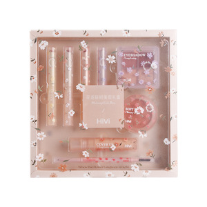 Coffret cadeau maquillage Flower Language 8 pièces : blush, fard à paupières, rouge à lèvres, anticernes pour femmes - Product Image 4