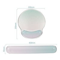 Ensemble de tapis de souris en gel de silicone transparent avec repose-poignets, petit tapis de clavier, impression UV, couleurs personnalisables, utilisation au bureau