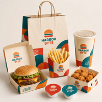 Boîte à frites jetable en papier pour emporter, emballage alimentaire personnalisé pour ailes de poulet, boîtes à hamburgers, conteneur pour plats à emporter rapides