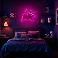 Neonawall - Enseigne néon LED chat rose pour les amoureux des chats et les passionnés de décoration de chambre, à intensité variable pour la décoration de chambre et de salle à thème chat