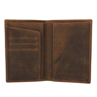 Dompet Kulit Asli Pria Desain Vintage Crazy Horse, Tempat Penyimpanan Tiket Pesawat, Kartu Kredit, dan Paspor, Hadiah Terbaik
