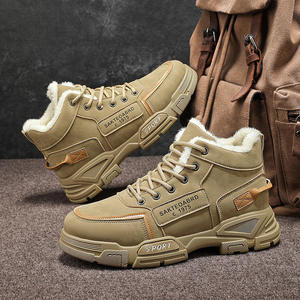 Chaussures pour hommes avec bottes doublées de laine d'hiver, chaussures de travail montantes pour hommes, style coréen pour hommes, - Product Image 1