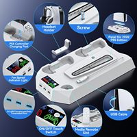 Nouvelle Base de Support de Charge Verticale Ultra-Mince avec Ventilateur de Refroidissement et Lumière RVB pour Console de Jeu PS5/PS5 Slim