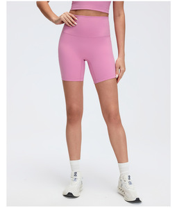 Nouveau style short de yoga sportif pour femme, transparent, sans couture, moulant, taille mi-haute, court, uni, en nylon et élasthanne, pour l'été, fitness et yoga DK067 - Product Image 6