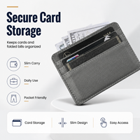 Porte-cartes de crédit fin en cuir PU écologique, multi-fentes, fenêtre d'identification avant, logo personnalisé, blocage RFID, antivol, fermeture magnétique