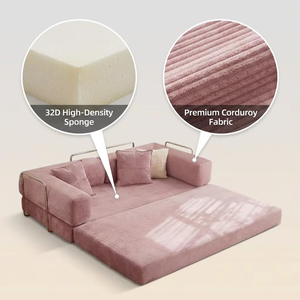 Divano Letto Pieghevole Moderno in Corduroy Compresso Sottovuoto, Poltrona Letto in Schiuma ad Alta Densità 32D per Soggiorno e Piccoli Spazi - Product Image 3