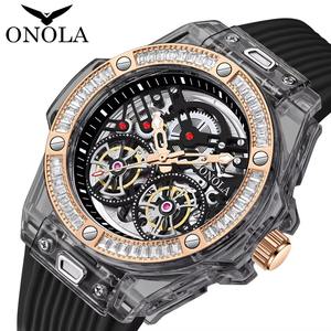 Montre automatique pour homme de luxe transparente, étanche, de haute qualité, avec bracelet en caoutchouc, personnalisable, livraison directe - Product Image 4