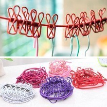 Portable Travel Clothesline With 12 <b>Clips</b> Elastic Clothespins Round Shape <b>Hook</b> Type Storage For Bedroom Living Room Desktop - Product Image 5