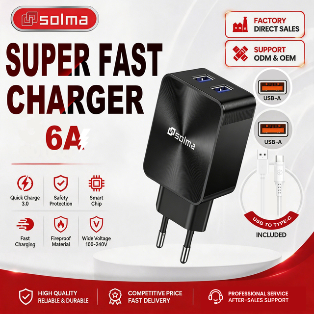 Trendy 6A Type C Portable Charger Super Fast Charger for OPPO,Iphones,xiaom,earphones