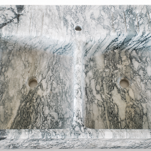 Poulars - Lavabo de Pedestal de Piedra Natural de Lujo para Montar en la Pared, Lavabo de Mármol Arabescato Corchia - Product Image 3