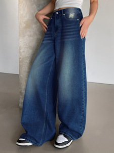 Jeans larges à jambes larges de haute qualité, lavés, bleu, <span class=keywords><strong>noir</strong></span>, gris, pour femmes, jeans <span class=keywords><strong>boyfriend</strong></span> décontractés, pantalons en gros - Product Image 6