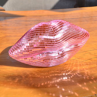 Décoration murale Lèvres Boule Disco - Argent Rose Rouge en Mousse et Verre Incassable - Décoration pour Fête Mariage Maison |   Idée cadeau unique