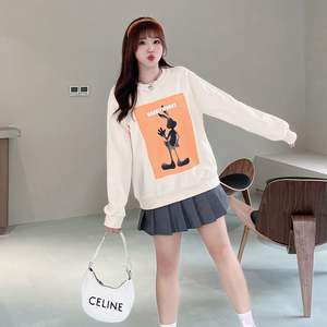 Sudadera de Cuello Redondo con Estampado de Conejo para Mujer, Talla Grande, Marca Runqi, Tejido de Algodón, Nueva Colección de Otoño N8626 - Product Image 3