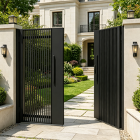 Portail de cour moderne en aluminium de 6 pieds, design à lattes verticales, automatique, électrique, pour villa, jardin, intimité, sécurité, cour arrière, extérieur, 3D