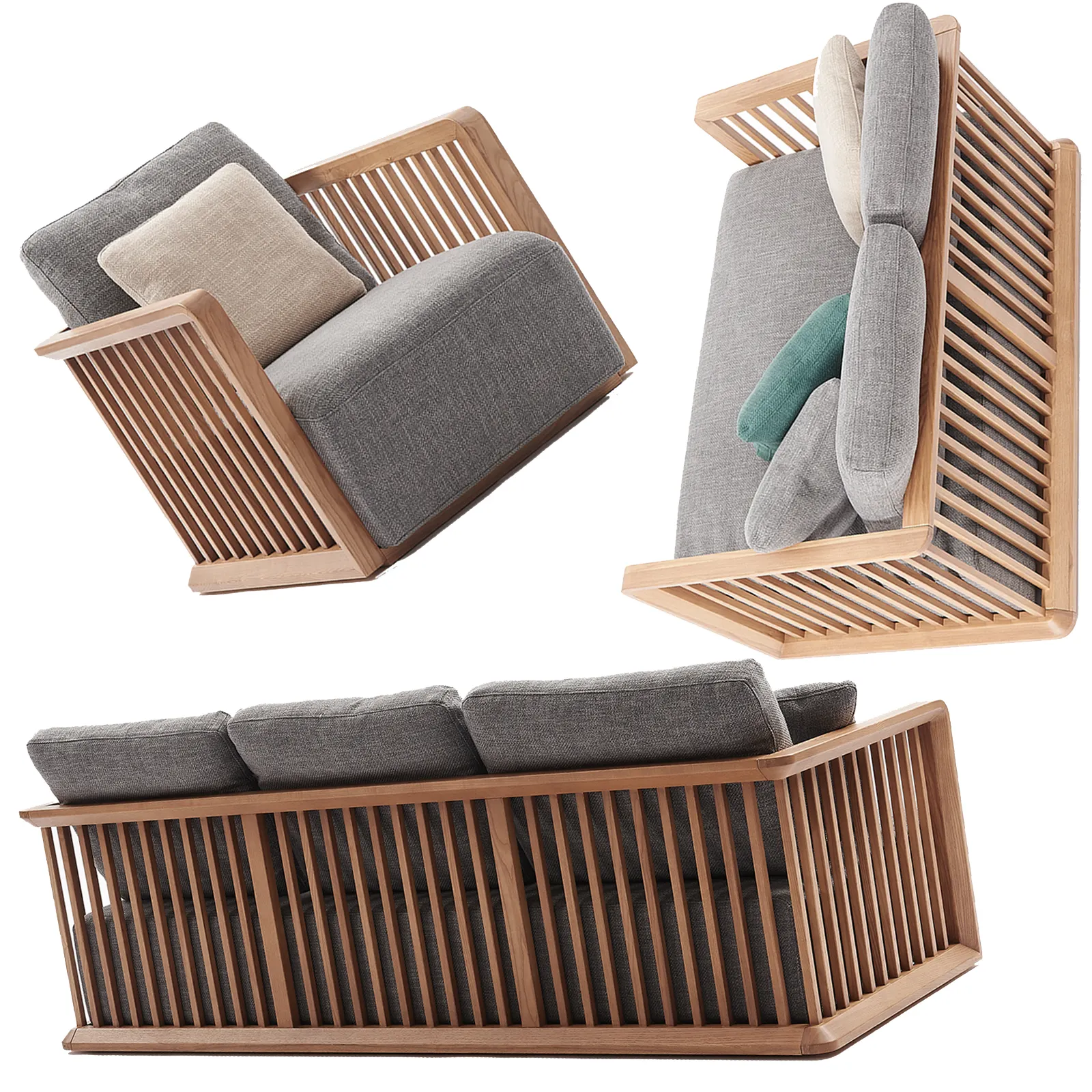 3 סטים 6 מושבים חתך מוצק עץ רהיטים בסלון ספה מרופדת סטי עבור גדול בגודל בית וילה ספה ספה הגדרה