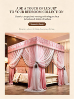 Moustiquaire de lit romantique pliable à 3 portes, grande taille, double couche, avec dentelle, occultante, pour usage domestique - Vente en gros