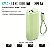Batterie externe portable 10000 mAh avec charge rapide 22,5 W, câble intégré, écran LCD numérique, logo personnalisé OEM ODM