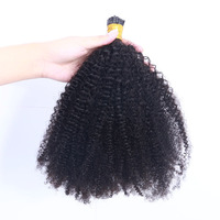 Extensions de cheveux en mèches afro bouclées mongoles, extensions de cheveux vierges en vrac, 3B 3C, extensions de cheveux humains à pointes I, noires pour femmes
