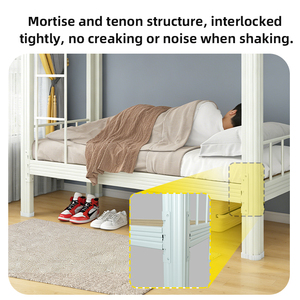 Industrial Style Metal Bunk Bed Thickened Steel Frame Double Bed with Anti-Fall Guardrail BS EN 14073 Compliant Customizable - Product Image 2