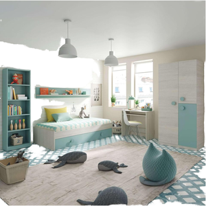 Miroytengo Paquete Completo de Estilo Moderno para Jóvenes Muebles de Dormitorio Alpes Verdes y Blancos con Base de Cama para <span class=keywords><strong>Habitación</strong></span> Infantil - Product Image 1