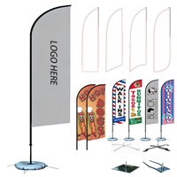 Drapeau publicitaire extérieur haut de gamme en forme de goutte d'eau, imprimé sur mesure, bannière de plage en plumes, tissu polyester résistant aux UV avec base au choix