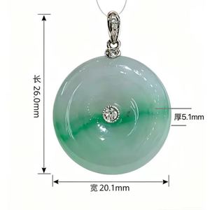 Pendentif en jadéite naturelle du Myanmar, jadéite de qualité A avec incrustation en or 18 carats, breloque bouton apaisant, cadeau de luxe pour femme, vente en gros - Product Image 1