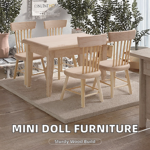 Set di Mobili in Miniatura per Casa delle Bambole in Scala <span class=keywords><strong>1</strong></span>/12, Tavolo e Sedie in Legno e PVC, Accessori per Sala da Pranzo, Giocattolo per Età <span class=keywords><strong>5</strong></span>+ - Product Image 2