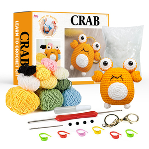 Easy Animal Crab Shape Handmade Keychain Craft Knitting Crochet Kit for Beginners - Product Image 1