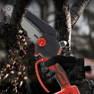 <span class=keywords><strong>Mini</strong></span> tronçonneuse électrique, tronçonneuse portative de 4 et 6 pouces avec lubrification automatique et verrou de sécurité, tronçonneuse pour jardin, bois, coupe d'arbres - Product Image 5