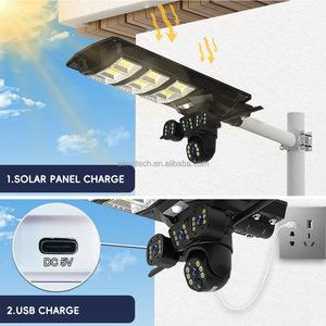 Lampu Jalan IP nirkabel IP 300W 200W, lampu jalan dengan V380 Pro 4MP 2 lensa 3 Gambar 4G Wifi jaringan kamera CCTV luar ruangan - Product Image 6