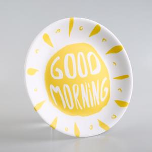 Plato de melamina para fruta de 10 pulgadas, diseño amarillo Good Morning, vajilla duradera para servir el desayuno - Product Image 4
