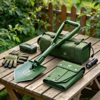 Pelle pliante robuste L&P pour creuser des tranchées, randonnée, aventures en plein air, pelle pliante de style allemand
