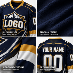 Maillot de hockey sur glace personnalisé avec logo brodé, sublimation, uniforme d'équipe, manches longues, col en V, t-shirt de sport avec logo - Product Image 2