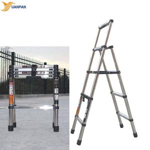 <span class=keywords><strong>Escalera</strong></span> Telescópica de Acero Inoxidable de Doble Cara de 4+5 Peldaños con Barandilla - Product Image 3