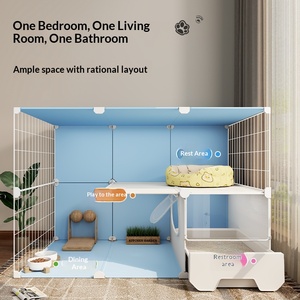 Kattenkooi van roestvrij staal met geïntegreerde kattenbak, toilet, binnenhuis, twee verdiepingen, extra grote ruimte, kattenvilla, één slaapkamer - Product Image 3