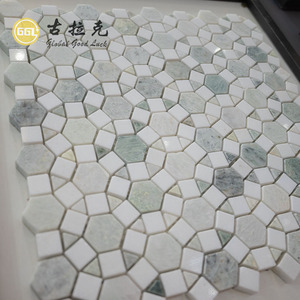Mosaico de Mármol Natural Colorido, Diseño Mixto <span class=keywords><strong>Hexagonal</strong></span>, Cuadrado y Triangular, para Decoración de Paredes y Pisos de Cocina y Baño - Product Image 2