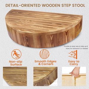 Wooden Step Stool Half Round Solid Wood For <b>Elderly</b> Doorway Bedside <b>Mobile</b> Footstool - Product Image 2