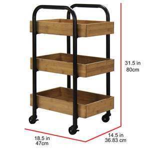DB Oceanstar Portable <b>Storage</b> Cart with 3 Easy Removable Bamboo Serving <b>Trays</b> - Product Image 5