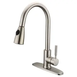 Grifo de cocina FROXI, superventas, caliente y frío, estilo comercial, montado en la pared, grifo de cocina extraíble de latón macizo, arco alto