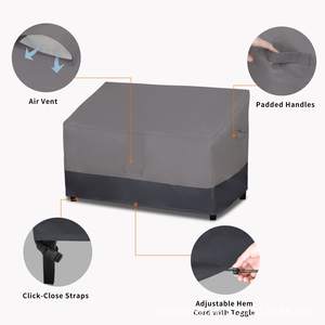 Housse de canapé double d'extérieur Woqi, gris foncé, tissu Oxford, imperméable, coupe-vent, protection des meubles - Product Image 3