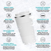 Vaso Térmico de Acero Inoxidable de Doble Pared, Recto, Blanco, de 12 oz, para Viaje, para Agua o Café, Sublimable, con Tapa, Venta al Por Mayor