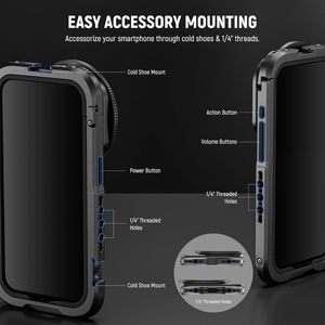 Neewer 15 Pro điện thoại lồng Video Rig với Dual xử lý tương thích với iPhone 15 Pro, kim loại 67 Mét Bộ lọc Adapter, 17 mét ống kính - Product Image 6