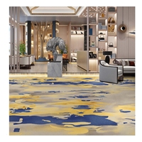Tapis personnalisé en nylon imprimé chinois, de luxe, bleu et blanc, résistant au feu, pour hôtel, restaurant, salle