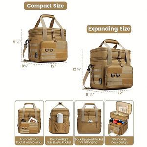 RALOHYEZ Tactical Insulated Cooler <b>Bag</b> With American Flag Patch Zipper Closure Oxford Cloth <b>Lunch</b> Box Keep <b>Cool</b> Outdoor Use - Product Image 3