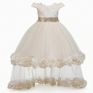 Robe de princesse pour enfants, robe de bal en Tulle rose à paillettes, robe de mariée à fleurs pour filles, 955 - Product Image 5