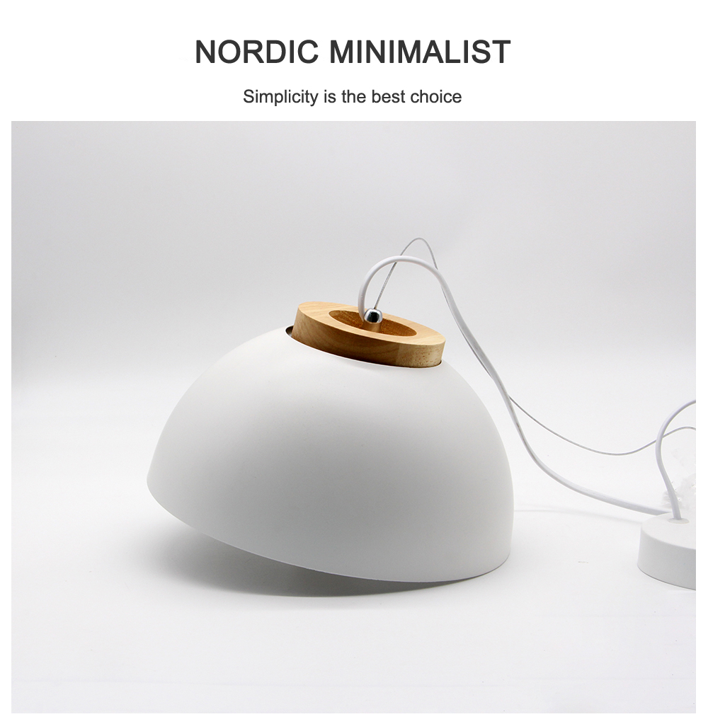 Modern White Pendant Light Simple Restaurant Coffee Shop Wood Grain Single-head Semicircular hanging lamp