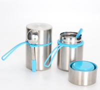 Haute Qualité En Acier Inoxydable Thermique Pot De Nourriture Réchauffeur Flacon Sans BPA Vide Boîte À Lunch PP Couvercle 400ml Capacité Conception Pliable